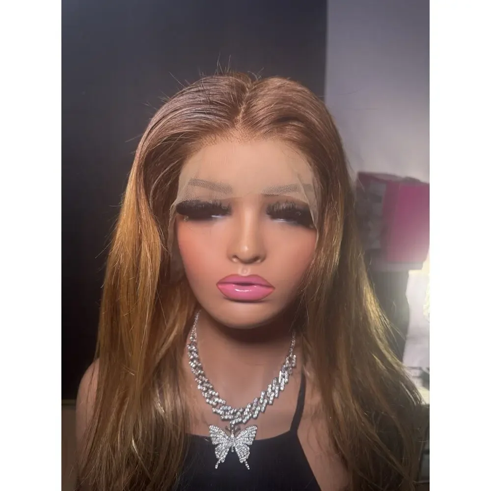 NEW 13x6 Human Hair Lace Front Wig – Brown with Highlights